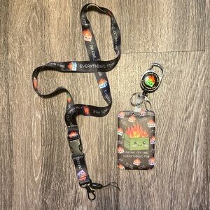 Black Lanyard ID Holder Keychain Badge Reel